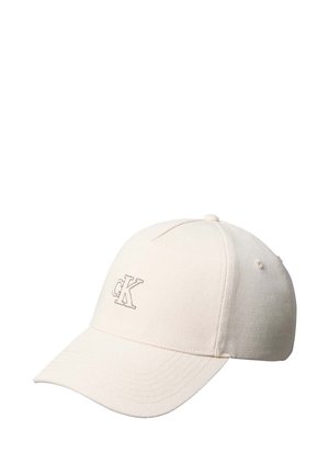 Off-white Baseballcap mit gebogenem Schirm und gesticktem "cK" Logo auf dem Frontpanel.