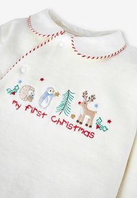 JoJo Maman Bébé MY FIRST CHRISTMAS APPLIQUÉ  ALL-IN - REGULAR FIT - Strampler - navy ecru stripe