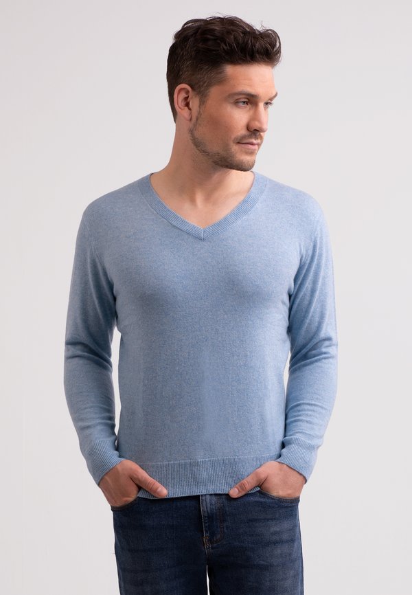 Strickpullover - hellblau melange