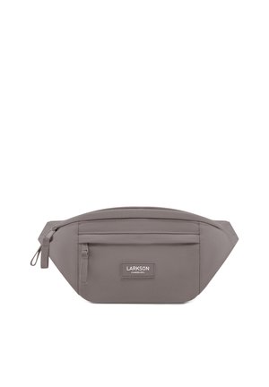Szara saszetka na pas Larkson Hamburg z dwiema kieszeniami na zamek i regulowanymi bocznymi paskami.