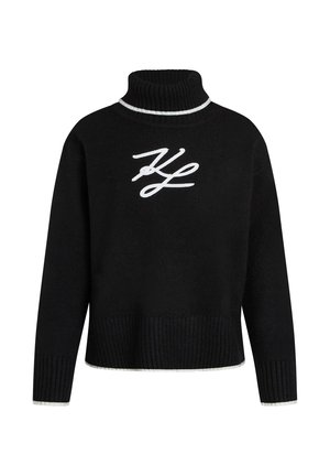 KARL LAGERFELD, SOUTACHE TURTLENECK SWEATER - Πουλόβερ - black white