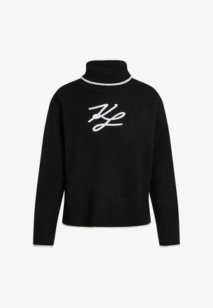KARL LAGERFELD, SOUTACHE TURTLENECK SWEATER - Πουλόβερ - black white