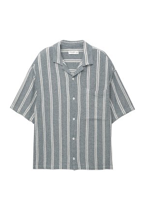 PULL&BEAR RUSTIC STRIPED SHORT SLEEVE - Camicia - blue