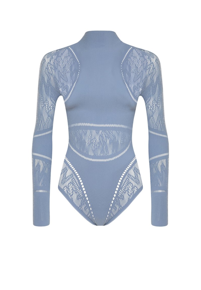 Wolford SPORTY LOGO NET Body / Bodystocking tempest/lyseblå