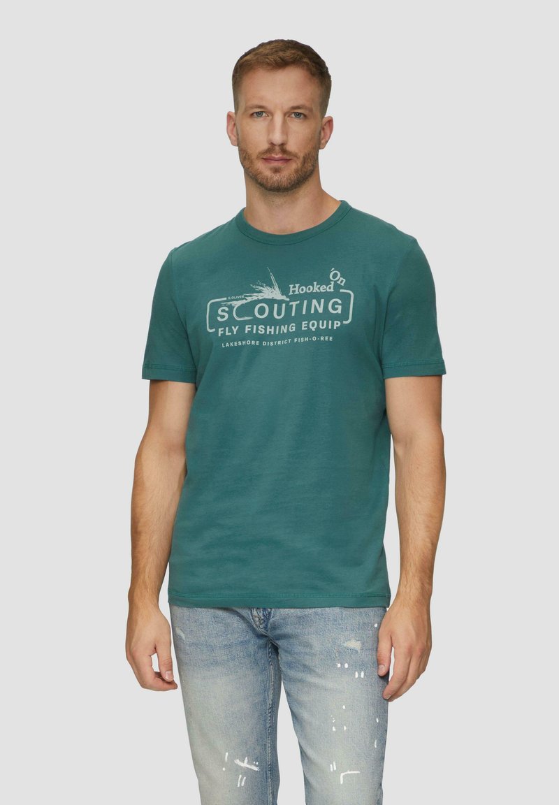 s.Oliver MIT FRONTPRINT - Triko s potiskem - petrol