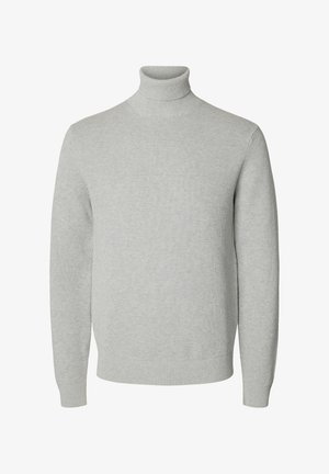 Selected, Turtleneck Cotton - Džemper - light grey melange