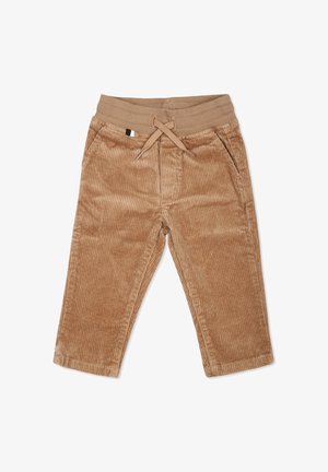 Budkleurige ribcord pantalons met een geribbelde textuur, elastische tailleband, trekkoord en twee voorzakken. Casual ontwerp, rechte pasvorm.