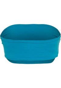 Teal bomullshodebånd, bredt og mykt, med et jevnt elastisk design. Sømløse kanter og glatt tekstur, egnet for komfortabelt bruk.