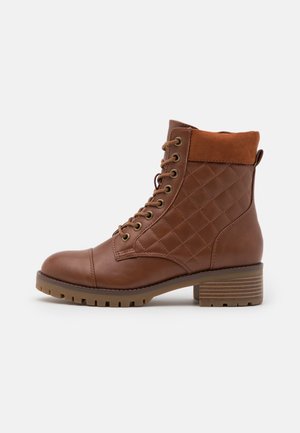 Lace-up ankle boots - cognac