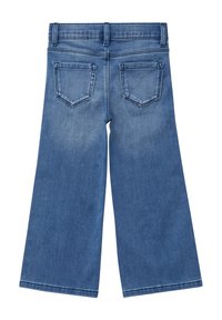 Blauwe weite Jeans aus Denim, mit mittlerer Leibhöhe, zwei Gesäßtaschen und einem klaren Design mit subtilen Ausbleichungen.