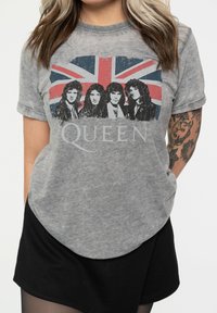 Paradiso Clothing QUEEN VINTAGE UNION JACK BURNOUT - Print T-shirt - grey