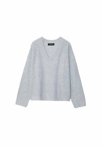 FELTED V-NECK - Jumper - grey