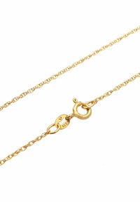 La catena in argento sterling 925 di colore oro presenta un design attorcigliato, con chiusura a gancio e dettagli del marchio visibili.