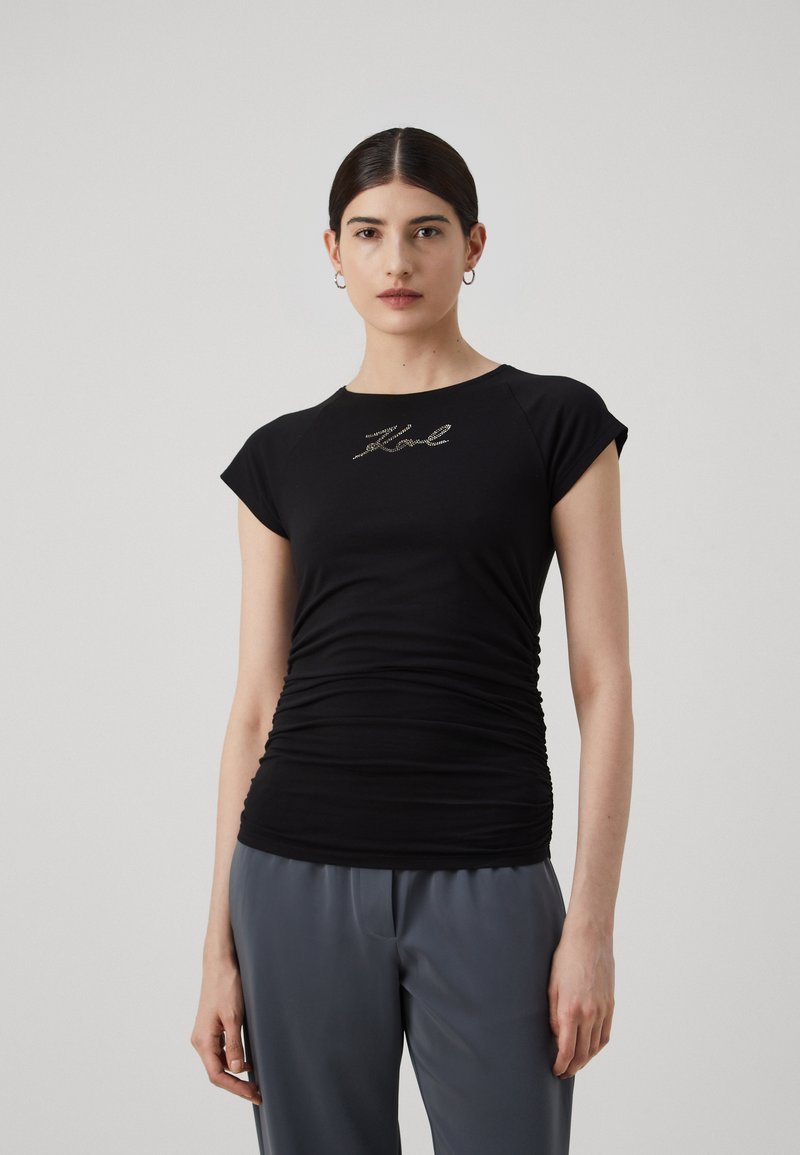 KARL LAGERFELD RHINESTONE FASHION - Potiskana majica - black