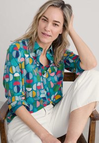 Seasalt Cornwall DOVE PLANT - Button-down blouse - multi stacked buoys mid teal