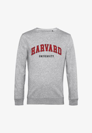 Grijze sweatshirt van een katoenmix met een gebogen rode grafische tekst die "HARVARD UNIVERSITY" in vet zwart lettertype aangeeft. Klassiek ontwerp met ronde hals.