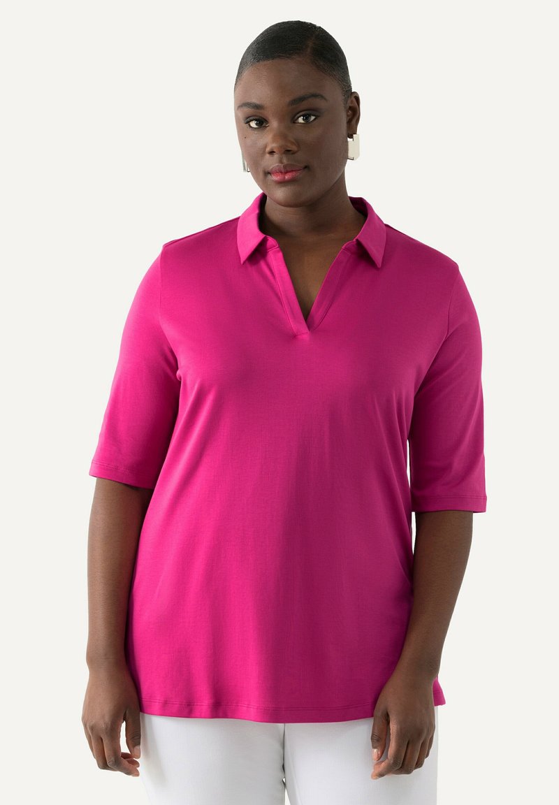 Ulla Popken SHORT SLEEVE - Poloshirt - fuchsia pink