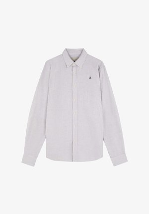 Chemise à manches longues rayée en coton blanc et bleu. Caractéristiques : col bouton-down, poche sur la poitrine et un petit logo.