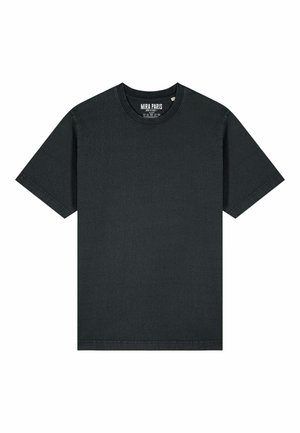 T-shirt in cotone nero con collo rotondo e maniche corte. Tessuto morbido con vestibilità ampia, che mostra il nome del marchio "MIRA PARIS" all'interno.