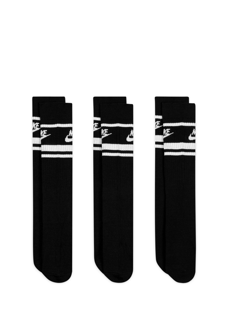 Nike Sportswear - EVERYDAY ESSENTIAL CREW STRIPES UNISEX 3 PACK - Zeķes - black white, Palielināt