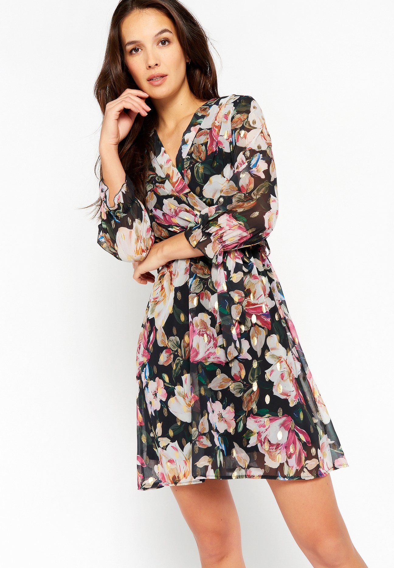 LolaLiza WRAP WITH FLORAL PRINT - Jurk - black/zwart - Zalando.nl