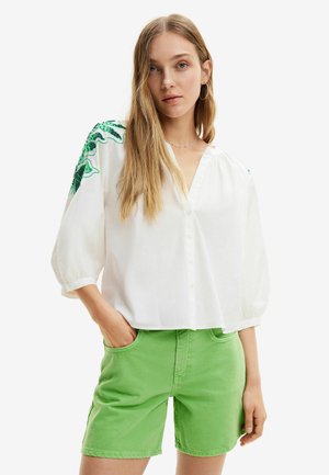 V-NECK EMBROIDERED  - Blusa - white