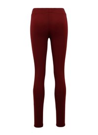 Røde tights laget av elastisk materiale, med slim fit, høy livlinje og jevn tekstur, uten synlige mønstre eller tilbehør.