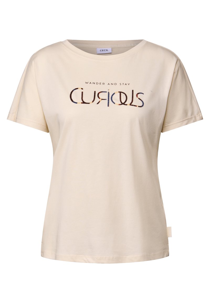 Cecil MIT WORDING ARTWORK - T-shirt con stampa - weiß/avorio