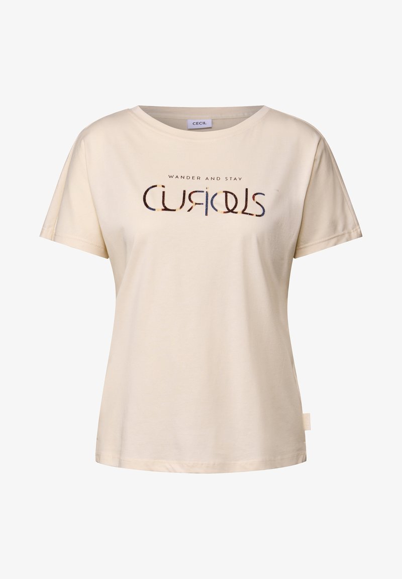 Cecil MIT WORDING ARTWORK - T-shirt con stampa - weiß/avorio Cecil MIT WORDING ARTWORK - T-shirt con stampa - weiß/avorio