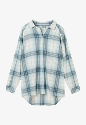 Karierte Hemd in Hellblau und Weiß mit durchgehendem Knopfleistentverschluss, langen Ärmeln und abgerundetem Saum. Hergestellt aus weichem, strukturiertem Stoff.