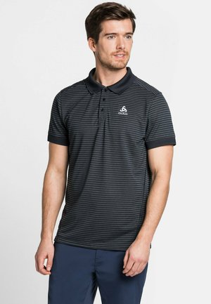 NIKKO DRY - Polo shirt - black /odlo steel grey/stripes