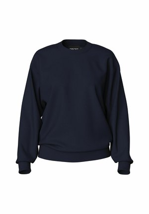 Marineblaue Sweatshirt mit Rundhalsausschnitt, langen �Ärmeln, gerippten Bündchen und Saum. Glatte Textur ohne sichtbare Muster oder Hardware.