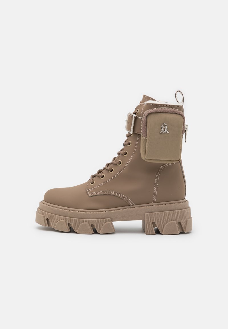 Damen Ankle Boots | Steve Madden MARRI Plateaustiefelette dark beige rain/beige - HH66216 Damen Ankle Boots | Steve Madden MARRI Plateaustiefelette dark beige rain/beige - HH66216