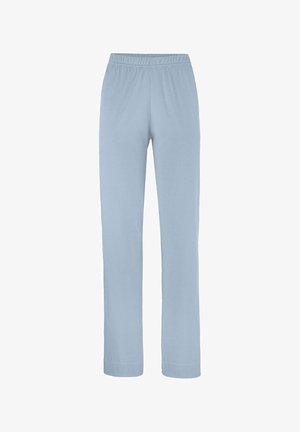 Hellblaue gerade geschnittene Hosen mit elastischem Bund, entworfen für eine entspannte, bequeme Passform.