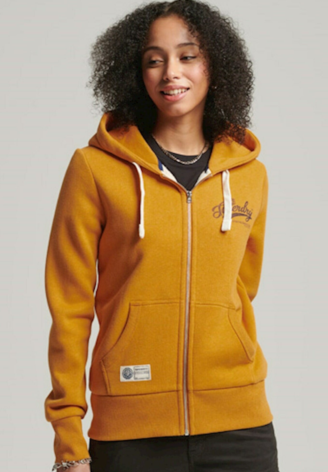 Superdry VINTAGE SCRIPT STYLE COLL - Zip-up sweatshirt - thrift gold mark/mustard  yellow - Zalando.ie