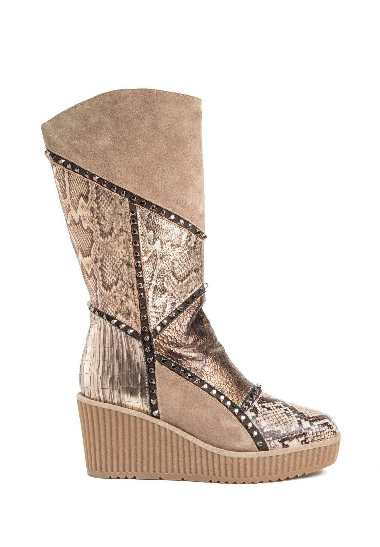 gold wedge boots