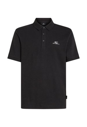 Črna polo majica iz mehkega materiala, z dvema gumboma na ovratniku, kratkimi rokavi in majhnim belim logotipom O'Neill na prsih.