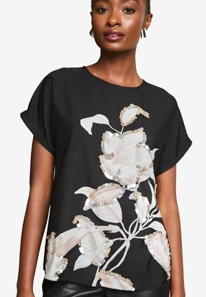 Lipsy REGULAR FIT - SEQUIN FLORAL PRINTED - Blouse - black