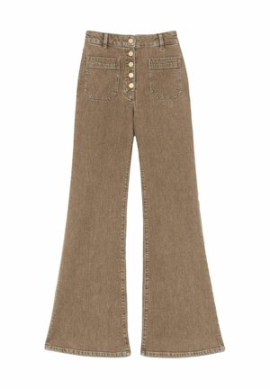 Reiss, PETITE FIT - CALI TWIN-POCKET BUTTON FLARED JEANS . - Zvonové džínsy - light brown