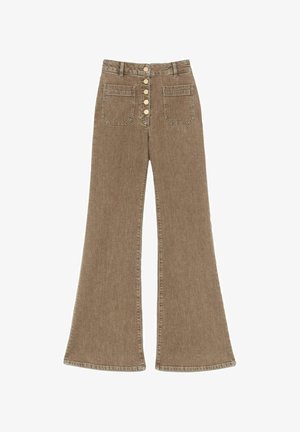 Reiss, PETITE FIT - CALI TWIN-POCKET BUTTON FLARED JEANS . - Flared jeans - light brown