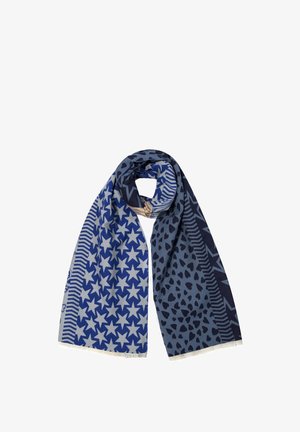 Faera, GEMUSTERTER SCHAL PATCHWORK STERNE PAISLEY FRANSEN - Sjaal - blau