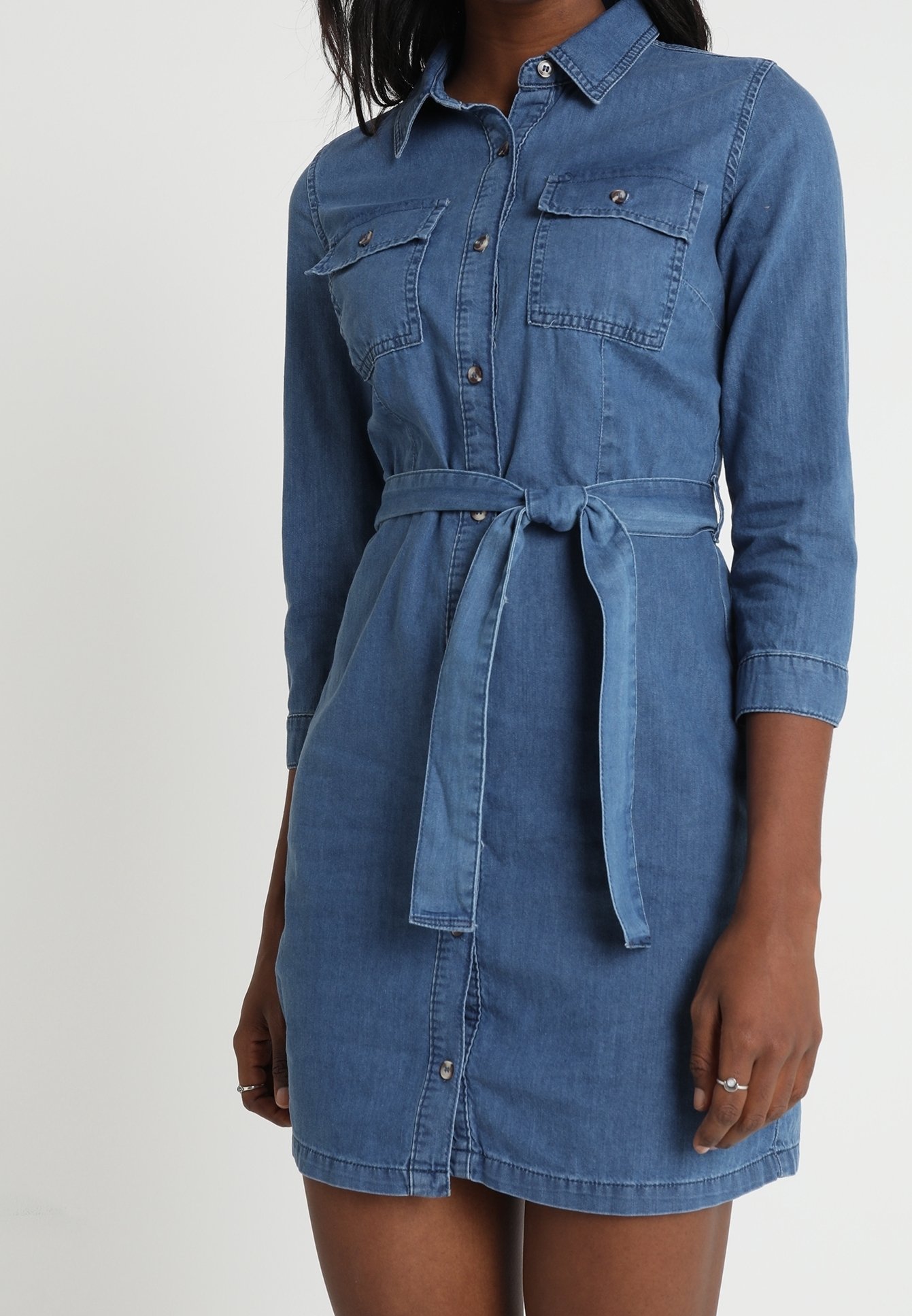 denim dress miss selfridge Miss Selfridge Embroidered Denim Dress With Belt in Blue