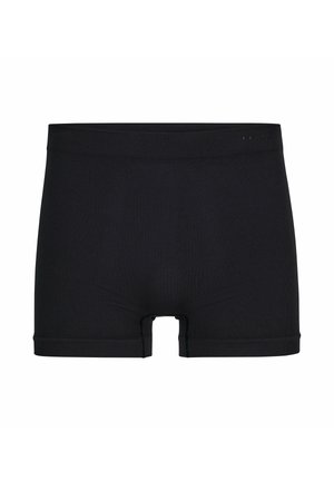 Schwarze nahtlose Boxershorts mit breitem Bund und eng anliegendem, dehnbarem Stoffdesign.