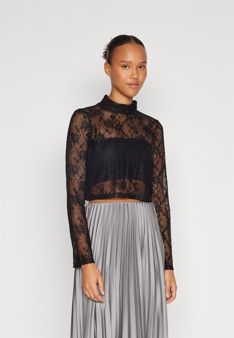 ONLY ONLHELENA HIGH NECK LACE - Μπλούζα με μακριά μανίκια - black