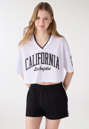 CROP - T-shirt con stampa - bianco ottico