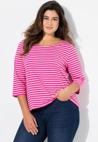 Ulla Popken STRIPED 3/4 SLEEVE - Langarmshirt - pink