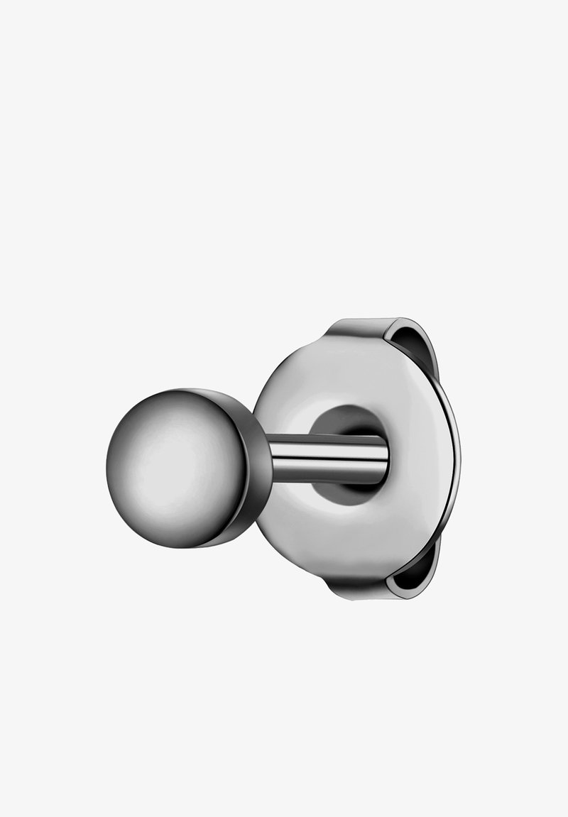 Rund dørknop i rustfrit stål med en poleret finish, fastgjort til en cirkulær baseplade. Slankt design uden synlige mønstre.