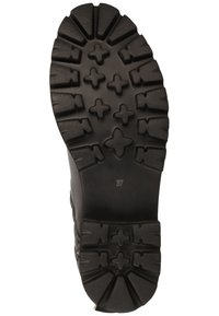 Semelle de chaussure en caoutchouc noir avec des motifs croisés et des rainures profondes, taille 37, conçue pour l'adhérence et la durabilité.