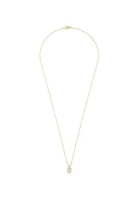 Gouden ketting met een kleine ovale hanger, versierd met een heldere edelsteen, met een gepolijste afwerking en een fijn ontwerp.