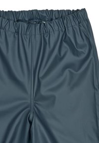 Sötétkék, rugalmas anyagú rövidnadrág, elasztikus derékpánttal, sima felülettel és összehúzott szegélyekkel, alkalmi viselethez alkalmas.